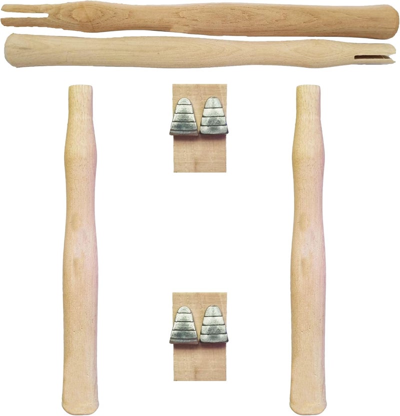 CuitÃ¡xi 2 pack Wood Sledge hammer handle replacement for 2, 3 and 4 lb Complete Set with Wooden and Steel Wedges - Wood replacement ball pien hammer handle - Wood tool handle - Wooden handle hammers in bulk - Image 5